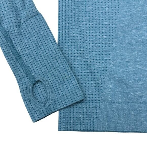 GYMSHARK Vital Seamless 2.0 Long Sleeve Top Sz Small Tahoe Teal Marl - Picture 5 of 6